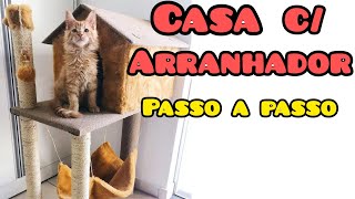 Casa com Arranhador para gatos  FEITO EM CASA Tutorial 2 [upl. by Nered265]