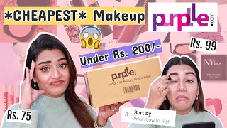 Trying CHEAPEST Makeup From Purpllecom  Everything UNDER Rs 200 😱 Disappointing Products [upl. by Linden]