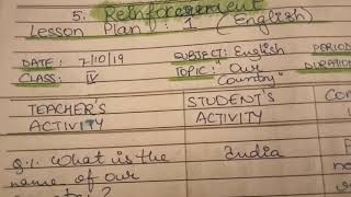 Reinforcement skill Bed Micro Teaching English Lesson Plan sample [upl. by Nuahsad]