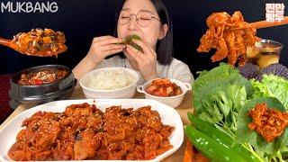 한국인의 밥상🍚 우렁쌈밥 amp 매콤제육볶음 먹방 Ssambab amp Jeyuk bokkeum Korean Food REAL SOUNDMUKBANGASMR [upl. by Valdas441]