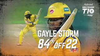 Gayle storm in Abu Dhabi T10 I 84 off 22 balls I 12 balls T10 Fifty I Day 6 I Team Abu Dhabi [upl. by Adnilab]