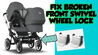 How to fix broken Bugaboo Donkey front wheel swivel lock [upl. by Hameerak]