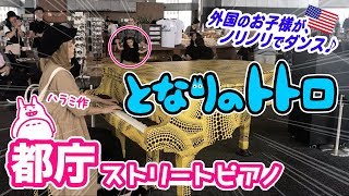 【都庁ピアノ】世界中で愛されるジブリ「となりのトトロ」を弾いたら、外国のお子様が踊ってくれた【ストリートピアノ】 [upl. by Illak850]