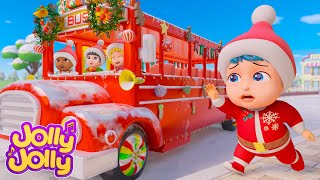 Bus Song for Christmas  Wheels on the bus  More  Jolly Jolly Nursery Rhymes [upl. by Irtimd]