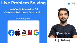 LeetCode Biweekly 64  Contest Solutions Discussion  Live Solving  Striver [upl. by Halivah]