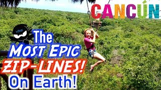 Most EPIC ZipLines on Earth Ninja Kids in Cancun [upl. by Cavill]