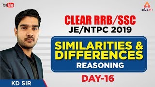 RRB NTPC 2019  Similarities and Differences  Day 16  Reasoning  Kamaldeep Sir  11 AM [upl. by Yanrahs]