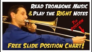 FREE Trombone Slide Position Chart How to Read Music amp Play the RIGHT Notes [upl. by Ayle]