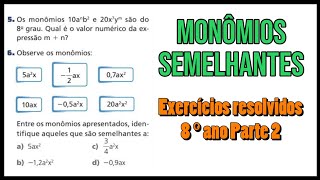 Monômios Semelhantes e Grau de um monômio  Parte 2 [upl. by Latrice553]