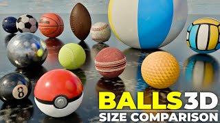 Ball Size Comparison 3D 2024  3D Real Scale  3D Comparison  3D Animation  ball size comparison [upl. by Aloiv822]