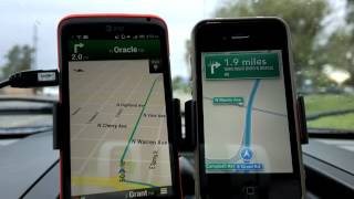 Drive Test iOS 6 Turn By Turn versus Google Maps and Navigation [upl. by Arikihs]