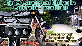 hgj 3 Lance led fitting in Splendor headlight hjgfoglights splnder led [upl. by Anastatius]