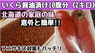 【いくらの醤油漬け】生筋子10腹分漬けてみました【アニサキス対策】【北海道家庭の味】 [upl. by Aronoh557]