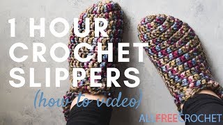 One Hour Crochet Slippers Instructions [upl. by Heaps]