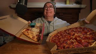 ASMR Eating Pizza Hut Thin Crust Pizza and Pizza Melt Whispering [upl. by Lisan747]