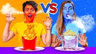 ¡COMIDA CALIENTE VS FRÍA POR 24 HORAS ¡El último en dejar de comer gana Bromas DIY [upl. by Regor]