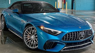 ALL NEW 2022 Mercedes SL55 AMG V8 SOUNDCHECK Hyperblue 2022 Mercedes Benz SL55 Walkaround [upl. by Yesak]