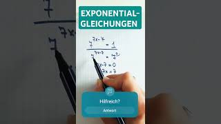 EXPONENTIALGLEICHUNGEN EXPONENTENVERGLEICH youtubeshorts zwischendurch exponent [upl. by Lindley]