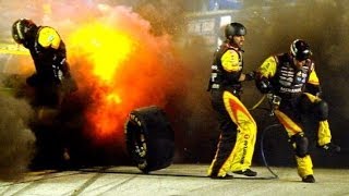 NASCAR EXPLOSION on pit road  HomesteadMiami Speedway 2013  NASCAR [upl. by Araic989]