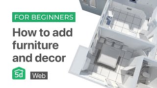 How to add furniture and decor  WEB platform  Planner 5d tutorial for beginners [upl. by Adniled]