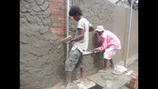 Sri Lankaශ්‍රී ලංකාCeylonPlastering a Brick Wall Cement Mortar [upl. by Ardeahp]