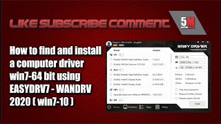 How to find and install a computer driver Win764 bit using Easydrv7 WanDrv 2020 win710 [upl. by Turpin]