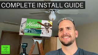 How To Install A Flush Mount Ceiling Fan  Hunter 42 Inch [upl. by Acinoda844]