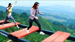 Scary Glass bridge in china  Try Not To Laugh  Comedy Video  Part 3 [upl. by Delwyn]