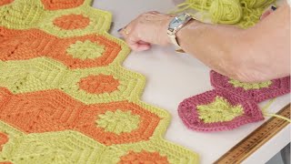 Crochet Edging for a Hexagon Blanket with Jane Czaja Taster Video [upl. by Asilanna]