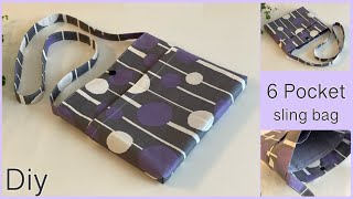 6ポケットスリングバッグ作り方How To Make 6 Pocket Sling BagEasy Sewing Tutorials Diy [upl. by Robison]