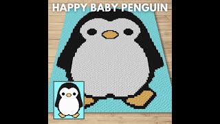 Happy Baby Penguin C2C amp Tapestry Crochet Pattern amp Chart  Magic Yarn Pixels [upl. by Yacano]