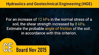 CE Board HGE Problem 32 Shear Strengths of Soils  CE NOV 2015 [upl. by Danika]