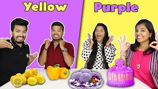 Yellow Vs Purple Food Eating Challenge  Yellow Vs Purple Food Eating Competition  Hungry Birds [upl. by Frere387]