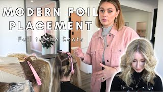 Modern Foil Placement  Foil to the Roots full head foil and sectioning hair tutorial [upl. by Acirema]