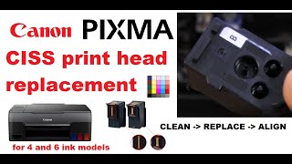 Canon Print Head Replacement for PIXMA CISS G series model  G1020 G2020 G2060 G3020 G3060 G500 G600 [upl. by Cloots]