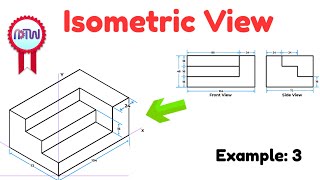 Isometric View  How to Construct an Isometric View of an Object  Example 3 [upl. by Carlie880]