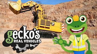 Gecko and the Excavator  Geckos Real Vehicles  Educational Videos for Kids [upl. by Yeleek]