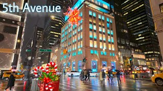 2024 Bergdorf Goodman Christmas Holiday Windows amp 5th Avenue Luxury Stores Decorations Rain Walk [upl. by Einreb]