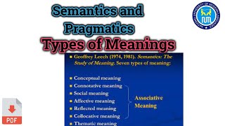 Types of meaning  7 types of meaning in Semantics [upl. by Yendys]