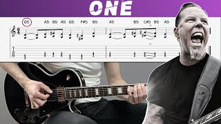 METALLICA  ONE Guitar cover with TAB  Lesson [upl. by Dulcea900]