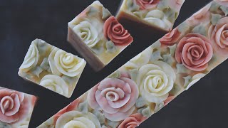 Vintage Rose Cold Process Soap Making 🌹 [upl. by Arikaahs]