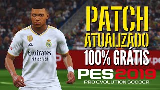 PATCH PES 2019 ATUALIZADO TEMPORADA 2425 COM FACES REAIS  UNIFORMES E TRANSFERÊNCIAS  PES 2019 [upl. by Esilahc]