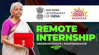 Government Online Internship  UIDAI Aadhar Internship 2024  Remote Internship For College Student [upl. by Idolem]