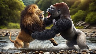 Gorilla Vs Lion Part 6 animals gorrilla kingkong lion lionfight motivation [upl. by Arua206]