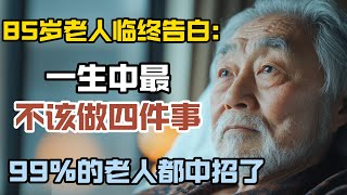 85歲老人臨終告白：一生中最不該做四件事，99的人都中招了看完讓人感嘆，這一生太多遺憾！ 老年生活 情感故事 [upl. by Aihsatsan]