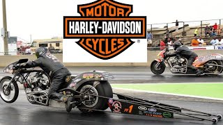 INSANE PRO FUEL NITRO HARLEY DAVIDSON DRAG BIKE BATTLE ON FAST NHRA TRACK FOR BIG MANCUP PURSE MONEY [upl. by Annavahs]