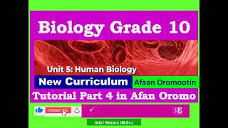 Biology Grade 10 Unit 5 Human Biology Tutorial Part 4 in Afan Oromo [upl. by Cope]