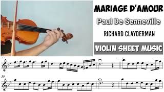 Free Sheet  Mariage DAmour  Paul De Senneville  Violin Sheet Music [upl. by Annawot]