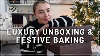 CHRISTMAS SHOPPING LUXURY UNBOXING AND FESTIVE BAKING  VLOGMAS DAY 15  PetiteElliee [upl. by Etessil303]