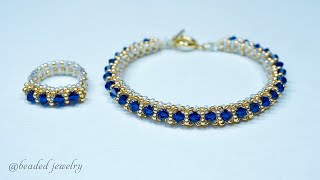 How to make beaded jewelry Elegant bracelet and ring [upl. by Bendicta]